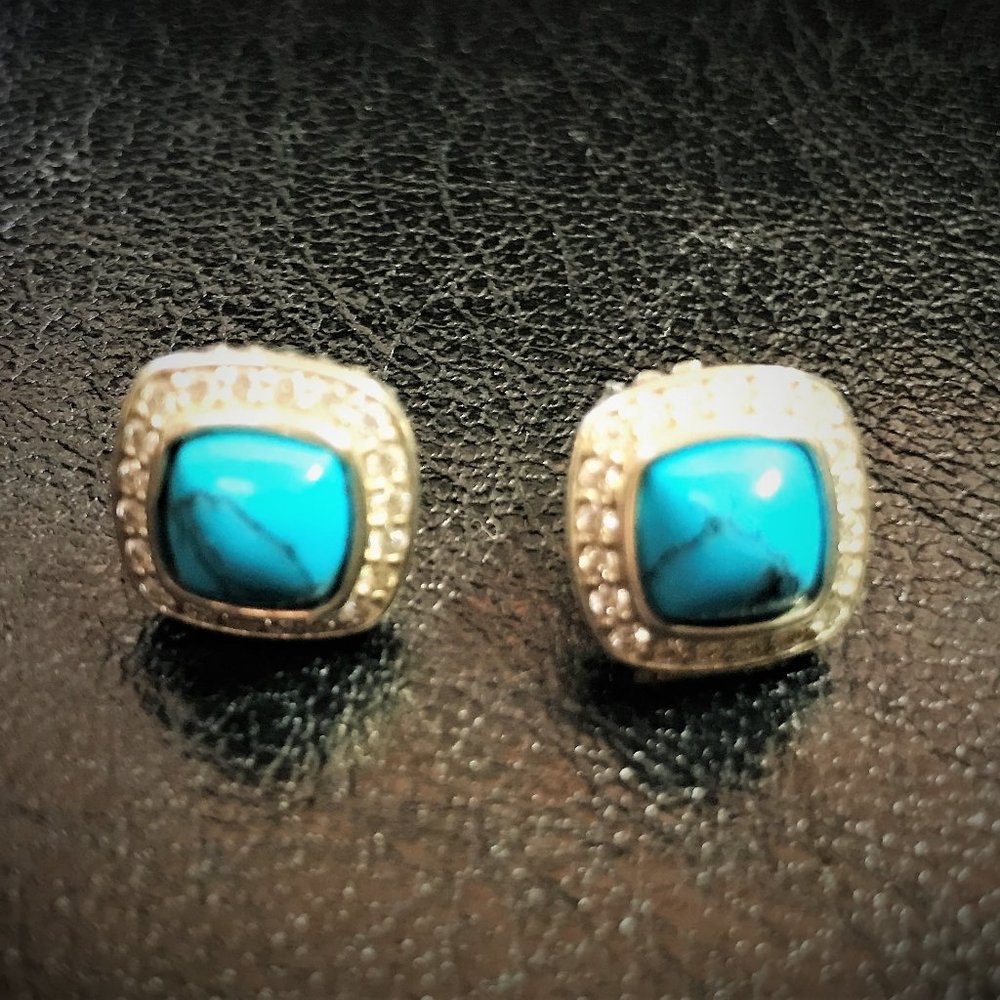 David Yurman turquoise & diamond earrings